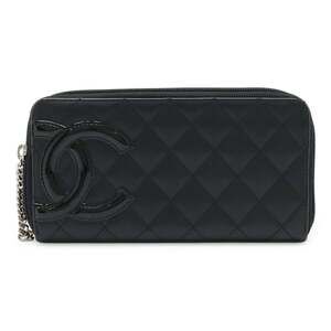 CHANEL Black Leather Logo Wallet